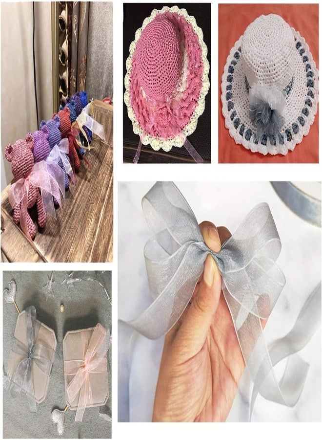 إمبرينت شريط شيفون أورجانزا شفاف مطبوع، 1 بوصة، 35 مترًا، لفة، وردي - Image 4